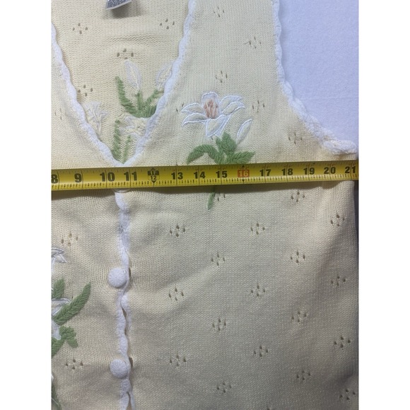 Mandala Day Yellow Embroidered Floral Vest  Rame Cotton  Size L/G  Boho Chic - Picture 9 of 12